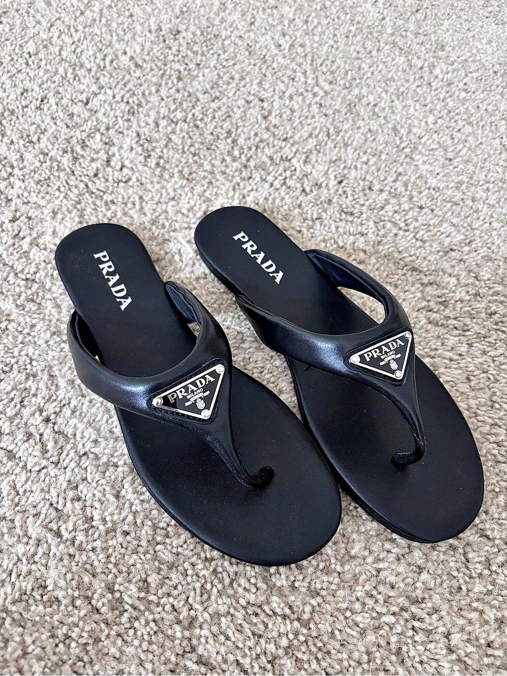 NEW Black Leather Thong Sandals
